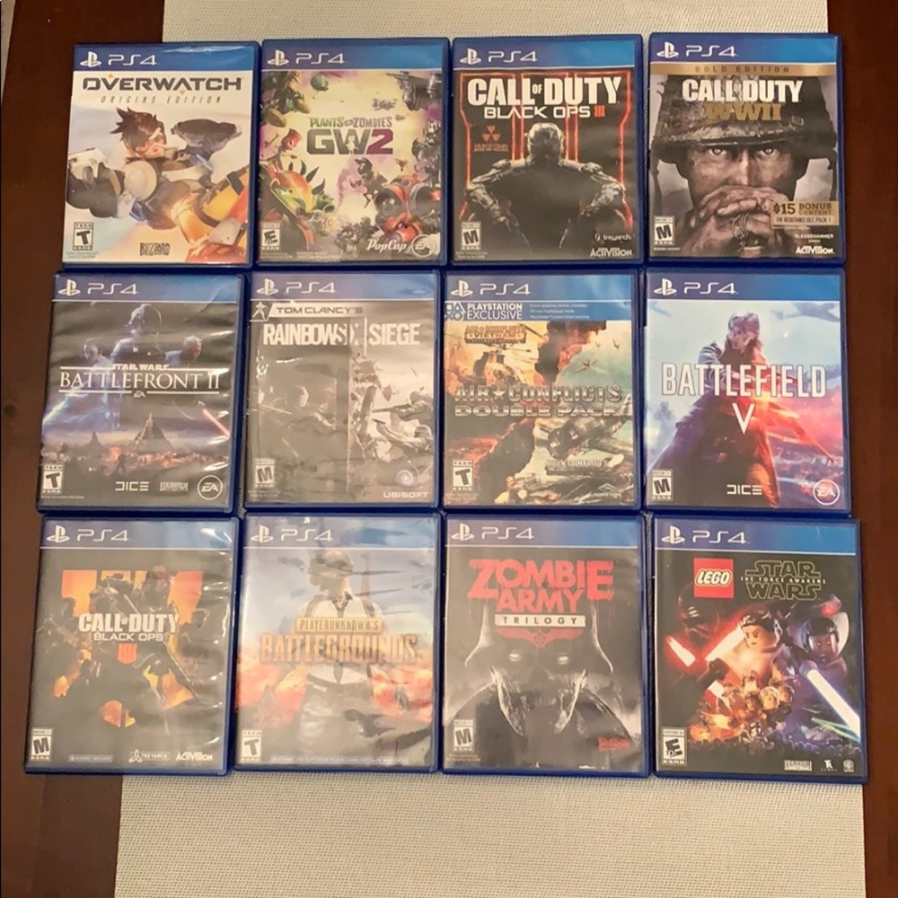 12 PS4 games, all are in working condition.